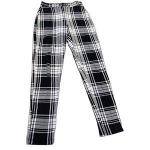 Free People Plaid Classic Monochrome Tartan Slim Stretchy High Waist Pants US-4